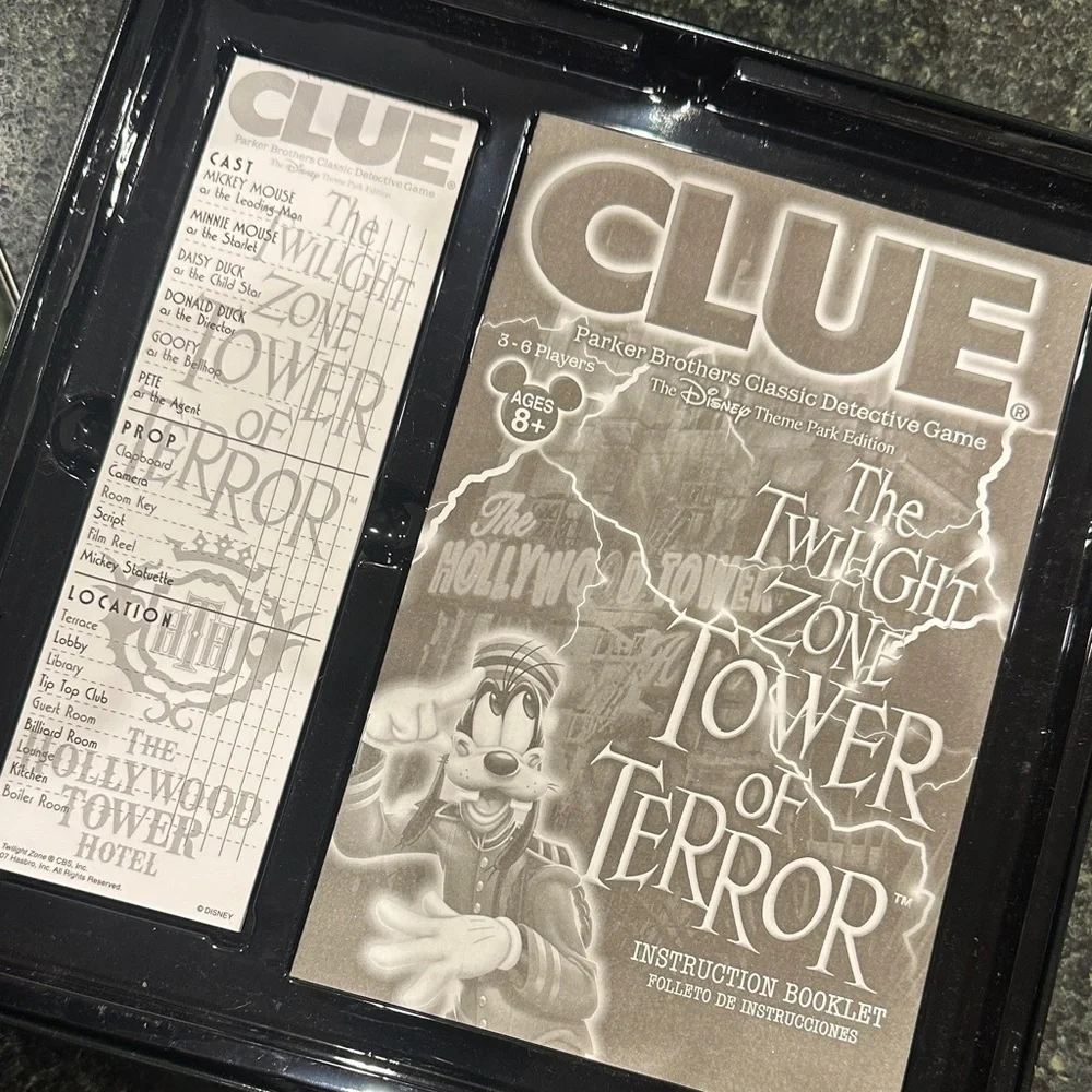 Disney Clue Twilight Zone Tower of Terror board Game replacement pieces read